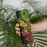 Hawaiian Manta Ray and Hammerhead Shark Tribal Tattoo Skinny Tumbler with Polynesian Tribal Pattern Reggae Style