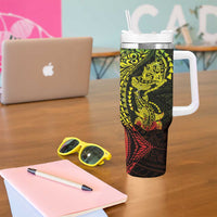 Hawaiian Manta Ray and Hammerhead Shark Tribal Tattoo Tumbler With Handle with Polynesian Tribal Pattern Reggae Style