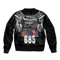 Super Samoa-Six Eight Five to The World Bomber Jacket Traditional Samoan Tattoo Black Color