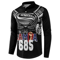 Super Samoa-Six Eight Five to The World Button Sweatshirt Traditional Samoan Tattoo Black Color
