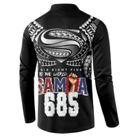Super Samoa-Six Eight Five to The World Button Sweatshirt Traditional Samoan Tattoo Black Color