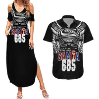 Super Samoa-Six Eight Five to The World Couples Matching Summer Maxi Dress and Hawaiian Shirt Traditional Samoan Tattoo Black Color LT03 Black - Polynesian Pride