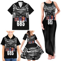 Super Samoa-Six Eight Five to The World Family Matching Tank Maxi Dress and Hawaiian Shirt Traditional Samoan Tattoo Black Color LT03 - Polynesian Pride