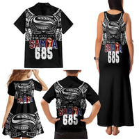 Super Samoa-Six Eight Five to The World Family Matching Tank Maxi Dress and Hawaiian Shirt Traditional Samoan Tattoo Black Color LT03 - Polynesian Pride