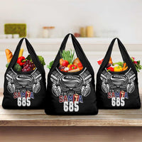 Super Samoa-Six Eight Five to The World Grocery Bag Traditional Samoan Tattoo Black Color