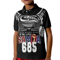 Super Samoa-Six Eight Five to The World Kid Polo Shirt Traditional Samoan Tattoo Black Color