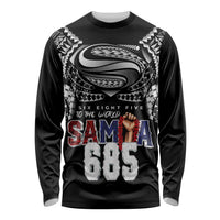 Super Samoa-Six Eight Five to The World Long Sleeve Shirt Traditional Samoan Tattoo Black Color