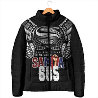 Super Samoa-Six Eight Five to The World Padded Jacket Traditional Samoan Tattoo Black Color