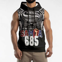 Super Samoa-Six Eight Five to The World Sleeveless Hoodie Traditional Samoan Tattoo Black Color