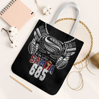 Super Samoa-Six Eight Five to The World Tote Bag Traditional Samoan Tattoo Black Color