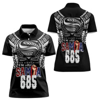 Super Samoa-Six Eight Five to The World Women Polo Shirt Traditional Samoan Tattoo Black Color