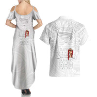 Super Samoa-Six Eight Five to The World Couples Matching Summer Maxi Dress and Hawaiian Shirt Traditional Samoan Tattoo All White