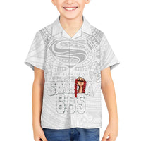 Super Samoa-Six Eight Five to The World Family Matching Long Sleeve Bodycon Dress and Hawaiian Shirt Traditional Samoan Tattoo All White LT03 Son's Shirt White - Polynesian Pride
