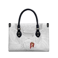 Super Samoa-Six Eight Five to The World Leather Bag Traditional Samoan Tattoo All White