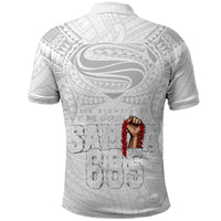 Super Samoa-Six Eight Five to The World Polo Shirt Traditional Samoan Tattoo All White