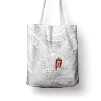 Super Samoa-Six Eight Five to The World Tote Bag Traditional Samoan Tattoo All White