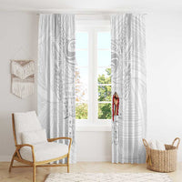 Super Samoa-Six Eight Five to The World Window Curtain Traditional Samoan Tattoo All White
