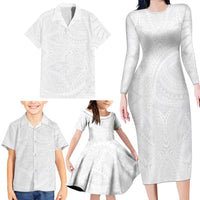 Lotu Tamaiti Samoan Art Tattoo Polynesian Pattern Family Matching Long Sleeve Bodycon Dress and Hawaiian Shirt LT03 - Polynesian Pride