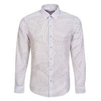 Lotu Tamaiti Samoan Art Tattoo Polynesian Pattern Family Matching Off The Shoulder Long Sleeve Dress and Hawaiian Shirt LT03 Dad's Shirt - Long Sleeve White - Polynesian Pride