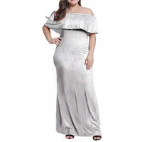 Lotu Tamaiti Samoan Art Tattoo Polynesian Pattern Family Matching Off Shoulder Maxi Dress and Hawaiian Shirt LT03 Mom's Dress White - Polynesian Pride