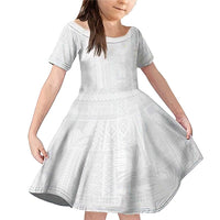 Lotu Tamaiti Samoan Art Tattoo Siapo Pattern Family Matching Mermaid Dress and Hawaiian Shirt LT03 Daughter's Dress White - Polynesian Pride