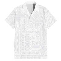 Lotu Tamaiti Samoan Art Tattoo Siapo Pattern Family Matching Short Sleeve Bodycon Dress and Hawaiian Shirt LT03 Dad's Shirt - Short Sleeve White - Polynesian Pride