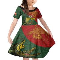 Sepik River Crocodile & Arts Festival Family Matching Mermaid Dress and Hawaiian Shirt Bird-of-paradise Melanesian Tattoo LT03 Daughter's Dress Red - Polynesian Pride