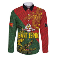 Sepik River Crocodile & Arts Festival Family Matching Puletasi and Hawaiian Shirt Bird-of-paradise Melanesian Tattoo LT03 Dad's Shirt - Long Sleeve Red - Polynesian Pride