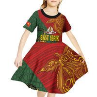 Sepik River Crocodile & Arts Festival Kid Short Sleeve Dress Bird-of-paradise Melanesian Tattoo LT03 - Polynesian Pride