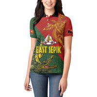 Sepik River Crocodile & Arts Festival Women Polo Shirt Bird-of-paradise Melanesian Tattoo LT03 - Polynesian Pride