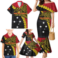 Papua New Guinea Independence Day Family Matching Mermaid Dress and Hawaiian Shirt Bird-of-paradise Melanesian Tattoo LT03 - Polynesian Pride