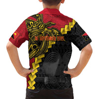 Papua New Guinea Independence Day Family Matching Short Sleeve Bodycon Dress and Hawaiian Shirt Bird-of-paradise Melanesian Tattoo LT03 - Polynesian Pride