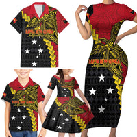 Papua New Guinea Independence Day Family Matching Short Sleeve Bodycon Dress and Hawaiian Shirt Bird-of-paradise Melanesian Tattoo LT03 - Polynesian Pride