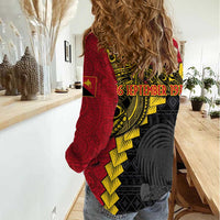 Papua New Guinea Independence Day Women Casual Shirt Bird-of-paradise Melanesian Tattoo LT03 - Polynesian Pride