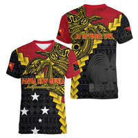 Papua New Guinea Independence Day Women V-Neck T-Shirt Bird-of-paradise Melanesian Tattoo LT03 - Polynesian Pride