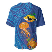 Hawaiian Funny Fruits Sea Animals Baseball Jersey Mango Reef Triggerfish and Pineapple Turtle and Mandarin Jellyfish LT03 - Polynesian Pride