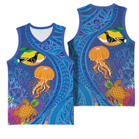 Hawaiian Funny Fruits Sea Animals Basketball Jersey Mango Reef Triggerfish and Pineapple Turtle and Mandarin Jellyfish LT03 - Polynesian Pride