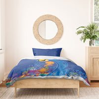 Hawaiian Funny Fruits Sea Animals Bedding Set Mango Reef Triggerfish and Pineapple Turtle and Mandarin Jellyfish LT03 - Polynesian Pride