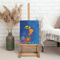 Hawaiian Funny Fruits Sea Animals Canvas Wall Art Mango Reef Triggerfish and Pineapple Turtle and Mandarin Jellyfish LT03 - Polynesian Pride