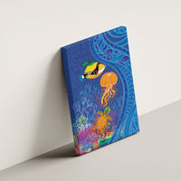 Hawaiian Funny Fruits Sea Animals Canvas Wall Art Mango Reef Triggerfish and Pineapple Turtle and Mandarin Jellyfish LT03 - Polynesian Pride