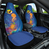 Hawaiian Funny Fruits Sea Animals Car Seat Cover Mango Reef Triggerfish and Pineapple Turtle and Mandarin Jellyfish LT03 One Size Blue - Polynesian Pride