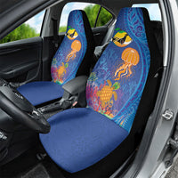 Hawaiian Funny Fruits Sea Animals Car Seat Cover Mango Reef Triggerfish and Pineapple Turtle and Mandarin Jellyfish LT03 - Polynesian Pride