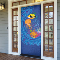 Hawaiian Funny Fruits Sea Animals Door Cover Mango Reef Triggerfish and Pineapple Turtle and Mandarin Jellyfish LT03 - Polynesian Pride
