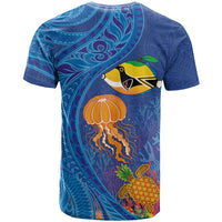 Hawaiian Funny Fruits Sea Animals T Shirt Mango Reef Triggerfish and Pineapple Turtle and Mandarin Jellyfish LT03 - Polynesian Pride