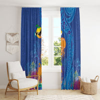 Hawaiian Funny Fruits Sea Animals Window Curtain Mango Reef Triggerfish and Pineapple Turtle and Mandarin Jellyfish LT03 - Polynesian Pride