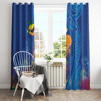 Hawaiian Funny Fruits Sea Animals Window Curtain Mango Reef Triggerfish and Pineapple Turtle and Mandarin Jellyfish LT03 - Polynesian Pride