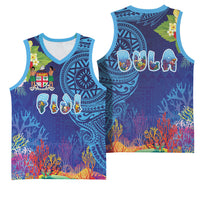 Fiji Day Basketball Jersey Coral Reef with Tapa Motifs and Hibiscus Ocean Vibe LT03 - Polynesian Pride