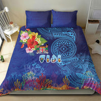 Fiji Day Bedding Set Coral Reef with Tapa Motifs and Hibiscus Ocean Vibe LT03 - Polynesian Pride