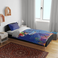 Fiji Day Bedding Set Coral Reef with Tapa Motifs and Hibiscus Ocean Vibe LT03 - Polynesian Pride