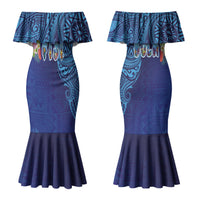 Fiji Day Couples Matching Mermaid Dress and Hawaiian Shirt Coral Reef with Tapa Motifs and Hibiscus Ocean Vibe LT03 - Polynesian Pride